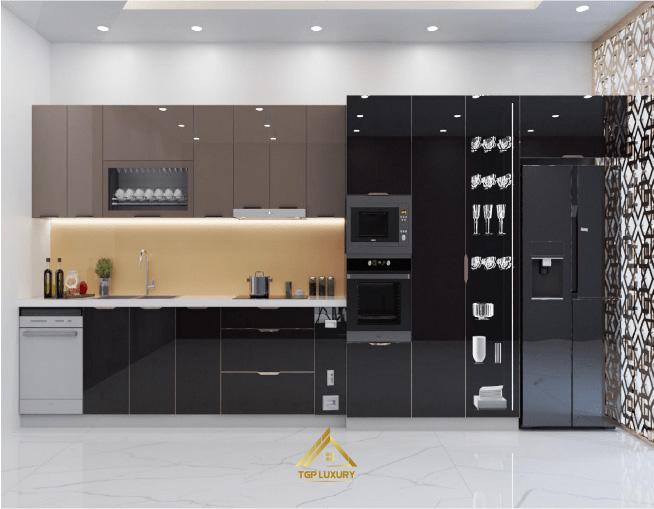 Tủ bếp Inox cánh kính 02