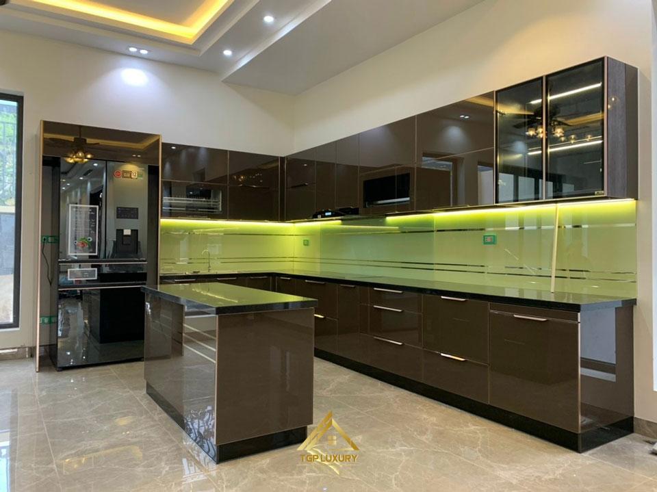 Tủ bếp inox, cánh kính cường lực cao cấp | Nội Thất D-Homes